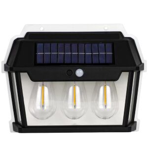 Napelemes lámpa, S DEPOT®, három izzóval, mozgásérzékelővel, vízálló, sárga fénnyel