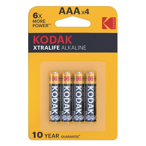 4 db Kodak Xtralife AAA alkáli elem, 1,5V, 10 év garancia