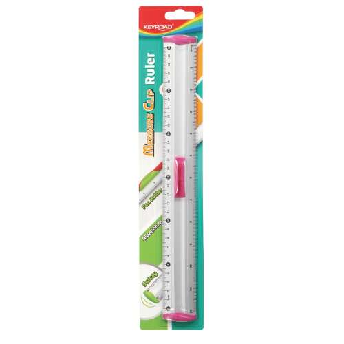 Ruler 30 cm, metal keyroad measure clip mixed colours