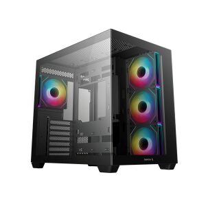 DeepCool CG530 4F Schwarzes ATX PC-Gehäuse mit ARGB-Lüftern und gehärtetem Glas - DeepCool