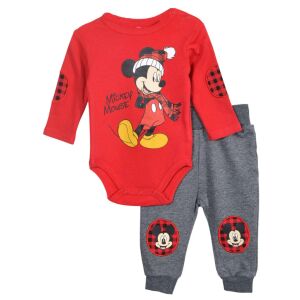 DISNEY Mickey Mouse set odjeće za bebe, crveni bodi dugih rukava i sive hlače - Moda i odjeća