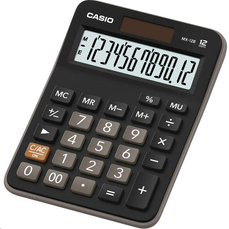 Számológép asztali 12 digit, döntött kijelző casio mx12b fekete