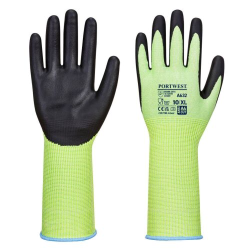 Portwest Green Cut Long Cuff biztonsági kesztyűk, vágásálló, nitril bevonattal, 10 XL méret, zöld, fekete - Munkavédelmi kesztyű