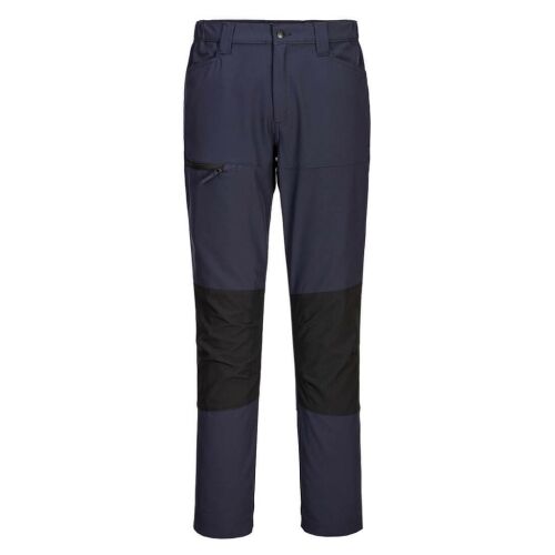 Portwest Slim Fit Super Work nadrág, sötétkék munkanadrágok erősített térddel, slim fit, 4 zseb, cipzáras oldalsó zseb, 4 irányban nyúlik, újrahasznosított poliészter - Munkásnadrág
