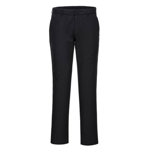 Portwest Stretch Slim Chino munkanadrágok, fekete, férfi, elülső nézet - Munkásnadrág