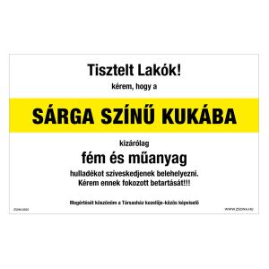 Szelektív hulladékgyűjtő fém és műanyag Öntapadós matrica 320x500 mm 120315099 - Figyelmeztető matrica