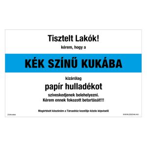 Szelektív hulladékgyűjtő papír Öntapadós matrica 320x500 mm 120315100 - Figyelmeztető matrica