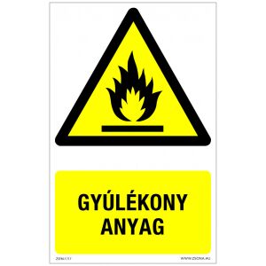 Gyúlékony anyag Műanyag tábla 320x500 mm 120315111 - Figyelmeztető matrica