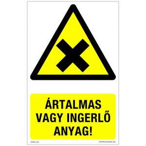 Ártalmas vagy ingerlő anyag! Műanyag tábla 320x500 mm 120315121 - Figyelmeztető matrica