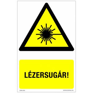 Lézersugár! Műanyag tábla 320x500 mm 120315137 - Figyelmeztető matrica