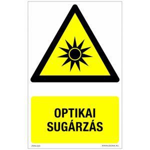 Optikai sugárzás Műanyag tábla 320x500 mm 120315159 - Figyelmeztető matrica