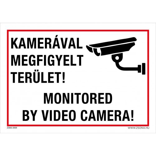 Kamerával megfigyelt terület Alumínium tábla 160x250 mm