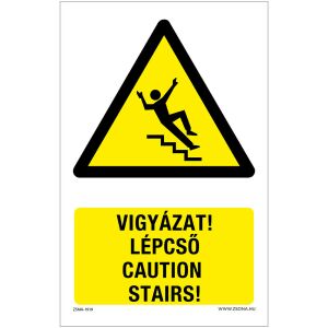 Vigyázz lépcső Öntapadós matrica 320x500 mm 120315392 - Figyelmeztető matrica
