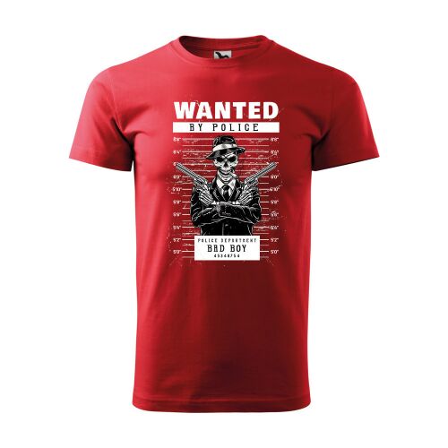 Piros Wanted by Police koponya póló - Ajándék ruha és kiegészítő