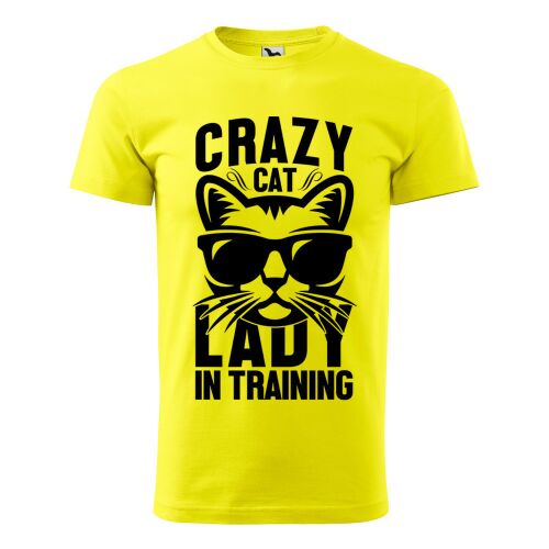 Sárga Crazy Cat Lady in Training póló - Ajándék póló