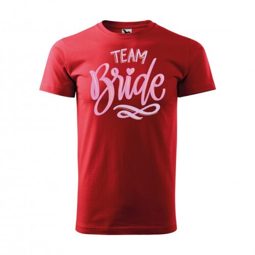 Piros Team Bride póló rózsaszín felirattal - Ajándéktárgy