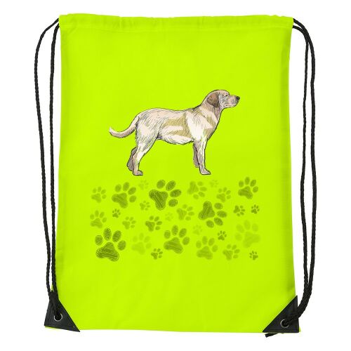 Sárga húzózsinóros táska Labrador Retrieverrel és mancsnyomokkal - Irodaszer és írószer