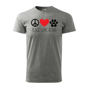 Póló Peace love and dog mintával - Szürke S méretben 120322877 - Ajándék póló