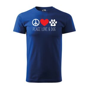 Póló Peace love and dog mintával - Kék S méretben 120322895 - Ajándék póló