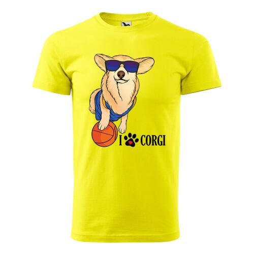Póló Corgi mintával - Sárga S méretben v2