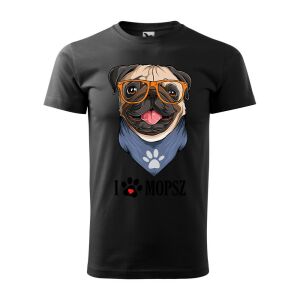 Póló Mopsz mintával - Fekete S méretben v2 120323224 - Ajándék póló