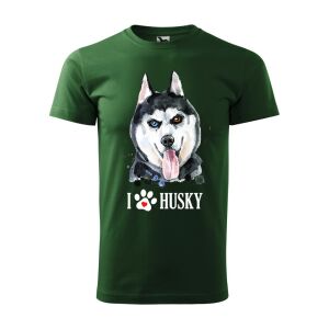 Póló Husky mintával - Zöld S méretben v2 120323301 - Ajándék póló