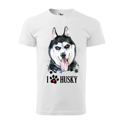Póló Husky mintával - Fehér S méretben v2