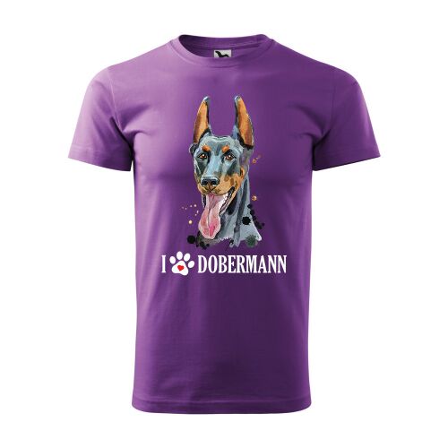 Lila Doberman póló, Szeretlek Doberman, Doberman kutya szerető, Doberman póló, kutya póló, Doberman ajándék - Ajándék ruha és kiegészítő