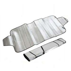 Szélvédő napellenző, 200x70cm, ezüst, autóhoz, napvédelem, összehajtott és kinyitott állapotban - Szélvédő takaró