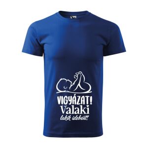 Póló Vigyázat! Valaki lakik idebent! mintával - Kék S méretben 120325472 - Ajándék póló