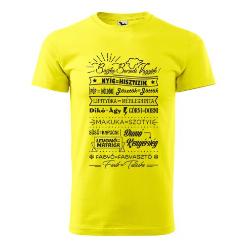 Póló Büszke borsodi vagyok mintával - Sárga S méretben 120325764