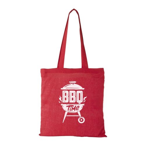 Piros pamut bevásárló táska BBQ time felirattal - Ajándék háztartási kiegészítő