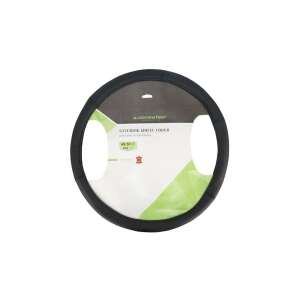 Fekete bőr kormányvédő, 49-51cm, autókhoz - Autós kormányhuzat