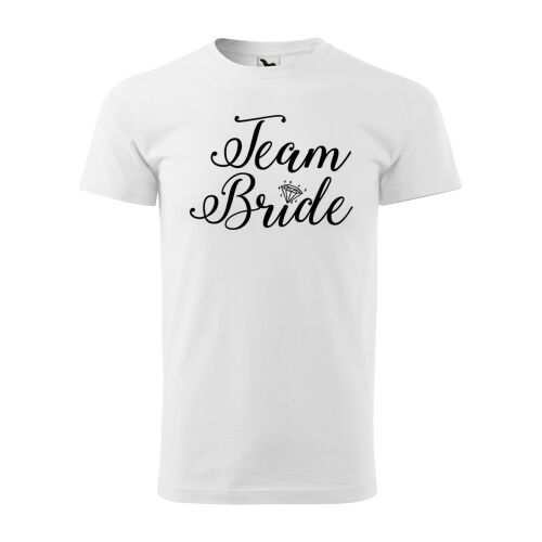 Fehér Team Bride póló gyémánt grafikával - Ajándék ruha és kiegészítő