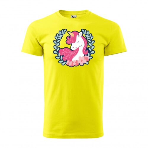 Póló Unikornis koszorúval mintával - Sárga S méretben 120329044