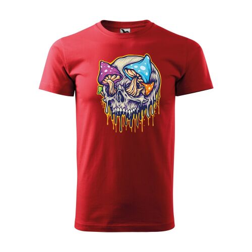 Póló Koponya gombákkal mintával - Piros S méretben 120330344