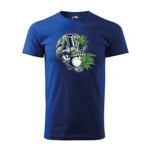 Póló Koponya és canabis mintával - Kék S méretben 120330410 - Ajándék póló