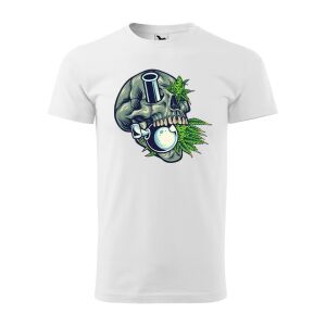 Póló Koponya és canabis mintával - Fehér S méretben 120330433 - Ajándék póló