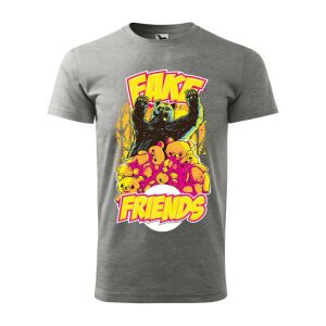 Póló Fake friends mintával - Szürke S méretben 120330746 - Ajándék póló