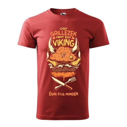 Póló Úgy grillezek mint egy viking mintával - Terrakotta S méretben