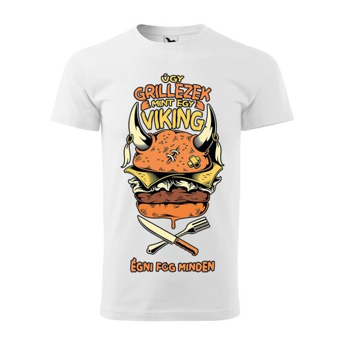 Póló Úgy grillezek mint egy viking mintával - Fehér S méretben