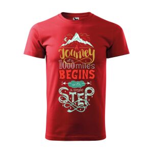 Póló A journey of a 1000 miles mintával - Piros S méretben 120331186 - Ajándék póló