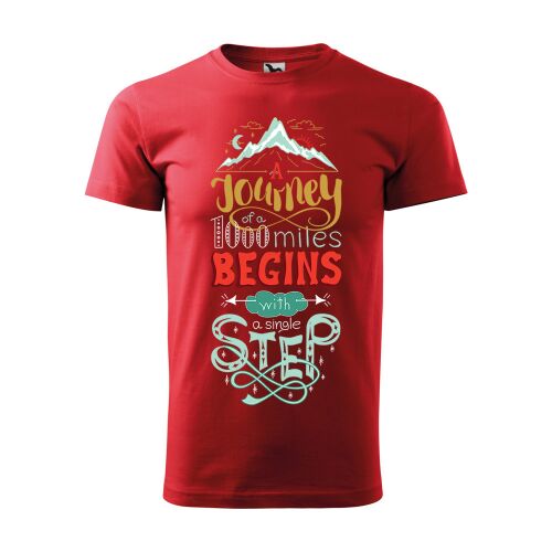 Póló A journey of a 1000 miles mintával - Piros S méretben 120331186
