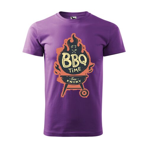 Póló BBQ time mintával - Lila S méretben v2