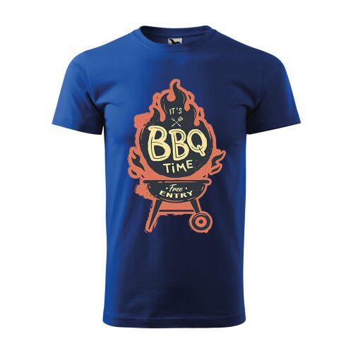 Kék BBQ Time póló grill és lángok mintával - Ajándéktárgy