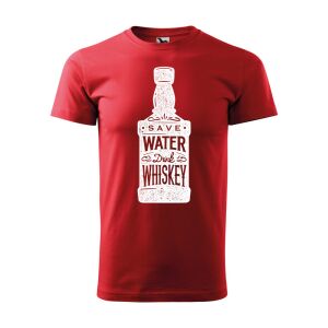 Póló Save water drink whiskey mintával - Piros S méretben 120332320 - Ajándék póló
