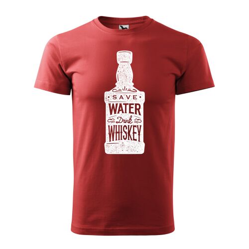 Póló Save water drink whiskey mintával - Terrakotta S méretben
