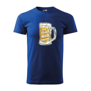 Póló Dont worry, beer happy mintával - Kék S méretben 120332377 - Ajándék póló
