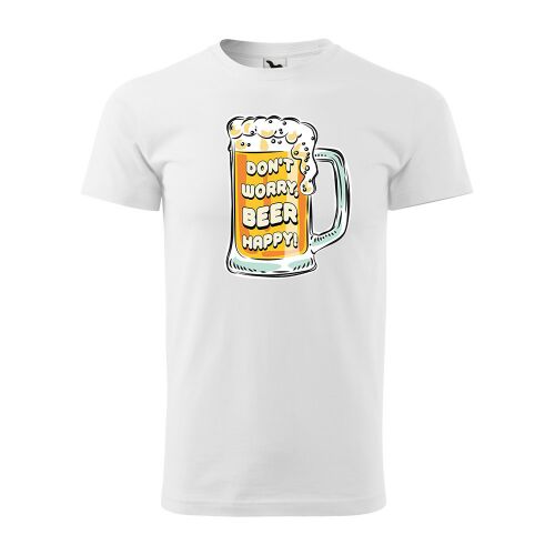 Póló Dont worry, beer happy mintával - Fehér S méretben
