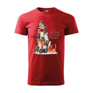 Póló A macskák boldoggá tesznek mintával - Piros S méretben 120333399 - Ajándék póló